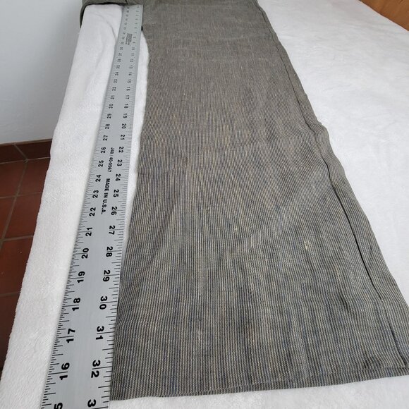 CAbi Carol Anderson Womens Linen Wide-Leg Pants Size 12 Beige Blue Pinstripe New - Picture 11 of 12